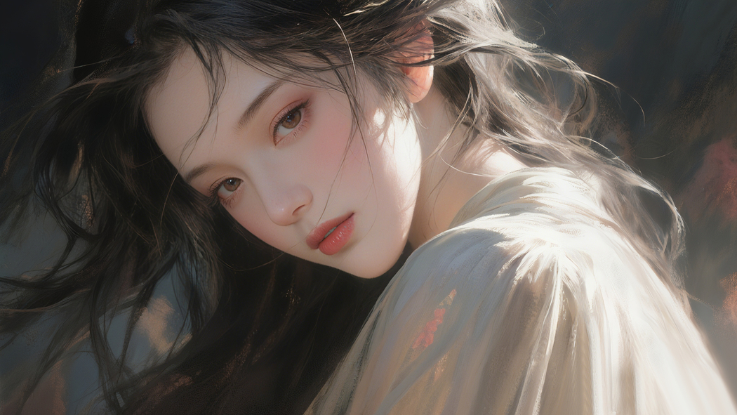 古风长发美女温婉侧颜 4K高清壁纸 3840x2160 下载