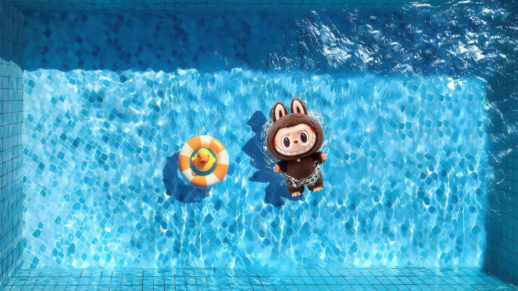棕色Labubu泳池系列 4K超清动漫壁纸 3840x2160高清下载