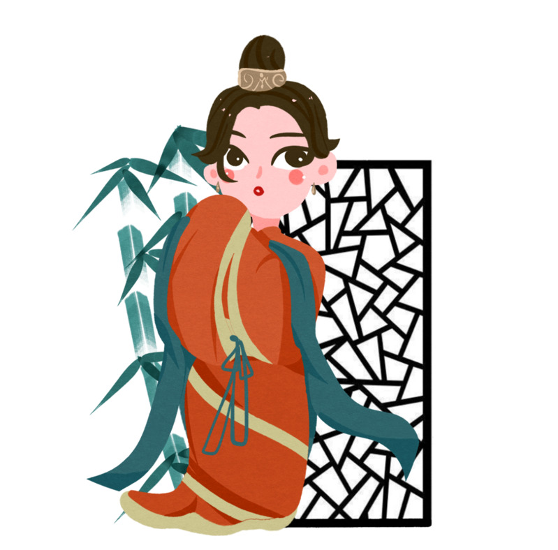 新年国潮风古代人物PNG透明图片素材，元旦春节元宵节日元素下载