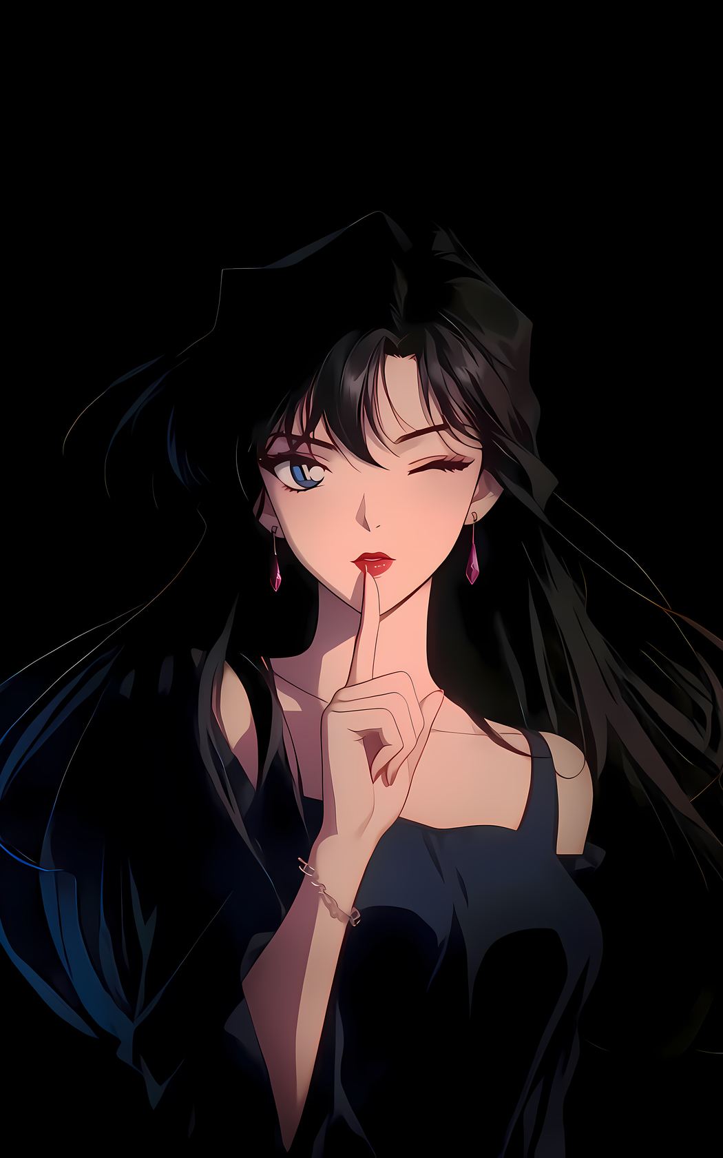 小兰嘘手势竖屏动漫美女4K高清壁纸，2400x3840手机下载