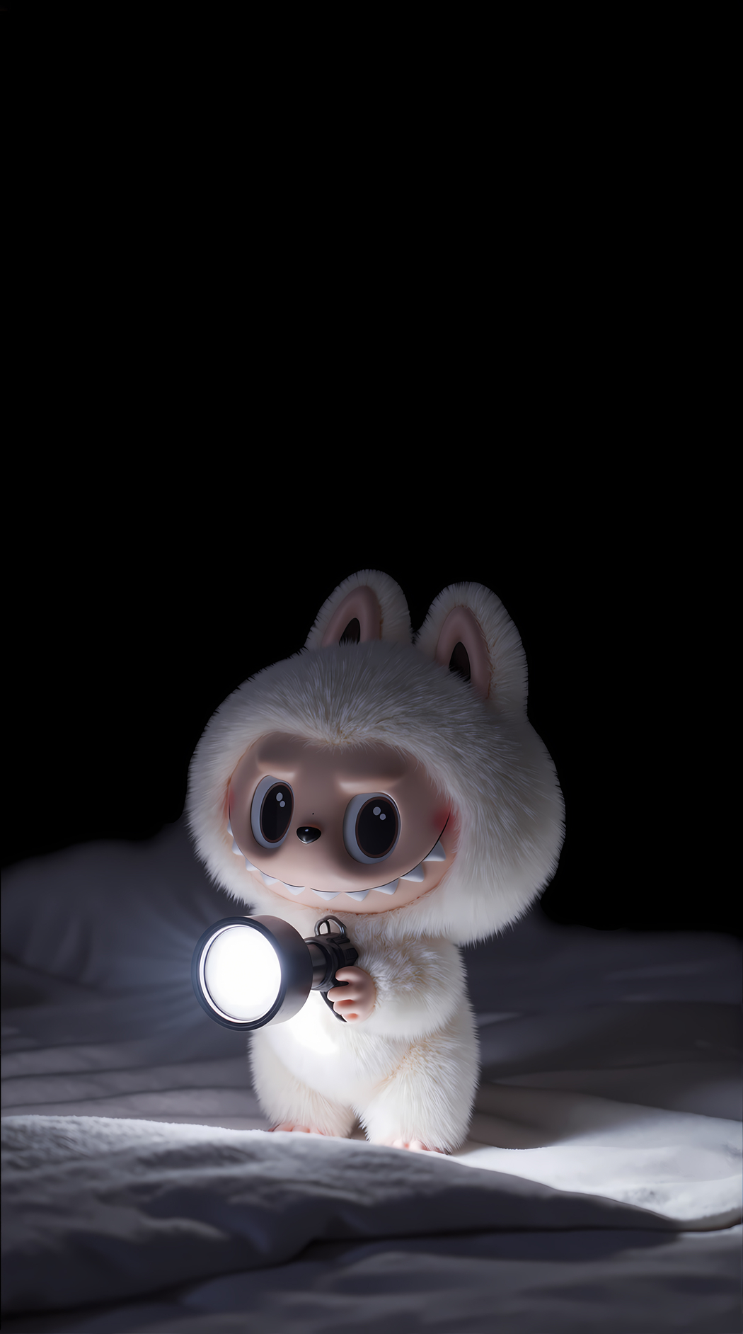 拉布布Labubu手电筒主题4K高清手机壁纸下载（2140x3840）