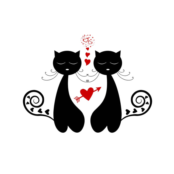卡通爱心猫咪高清PNG素材，情人节节日元素设计图下载