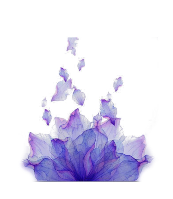 高清蓝色透明褶皱花瓣PNG素材，墨迹笔触装饰元素下载
