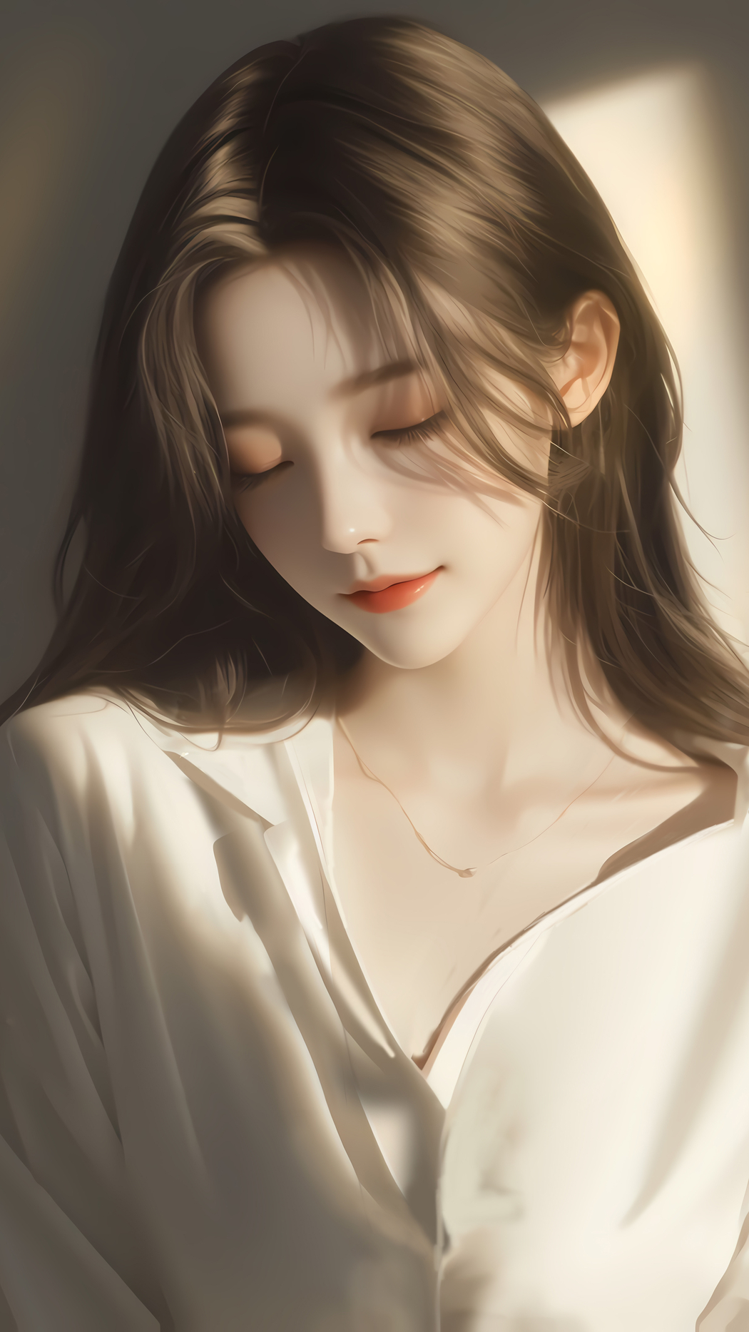 唯美闭眼侧脸美女动漫4K竖屏手机壁纸高清下载 2160x3840