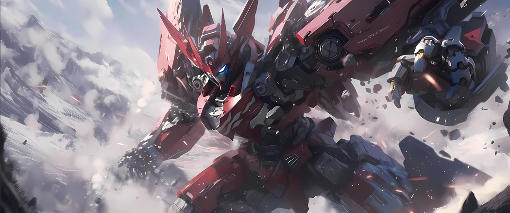 红色机甲4K带鱼屏高清壁纸 3440x1440 下载