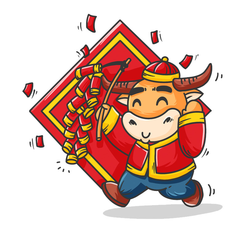喜庆牛鞭炮高清PNG透明图片，元旦春节元宵节日元素设计素材下载