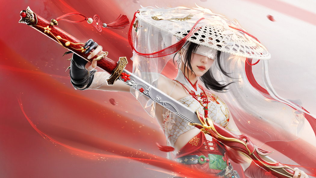 宁红夜斗笠长剑4K高清美女游戏壁纸 3840x2160下载