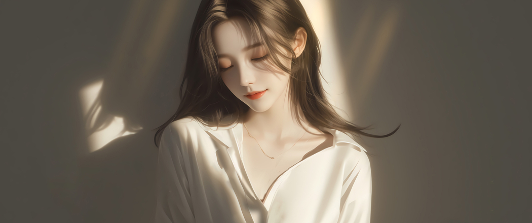 唯美侧脸美女闭眼动漫壁纸 4K高清 3440x1440带鱼屏下载