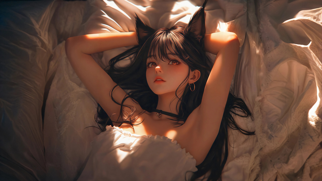 猫耳少女沐暖阳，4K光影壁纸超高清3840x2160下载