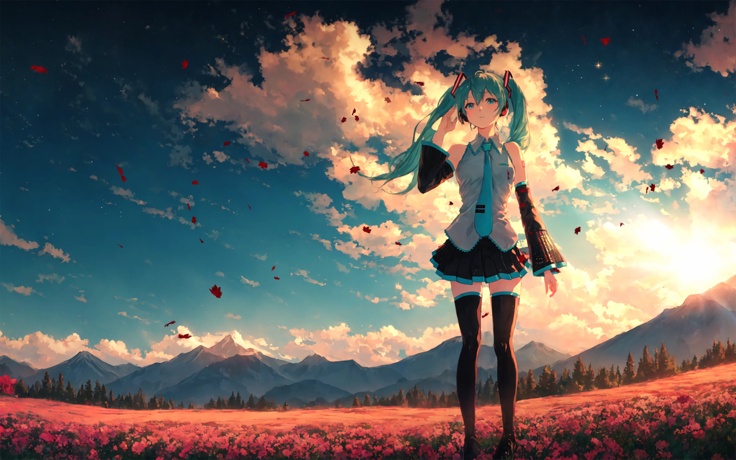 Miku初音未来黄昏天空4K超清动漫壁纸 3840x2400高清下载