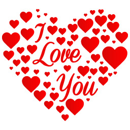 高清红色心形Love You PNG透明图片，情人节节日元素设计素材下载