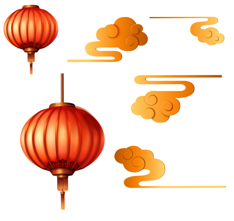 新年灯笼高清PNG透明素材，元旦春节元宵节日元素下载