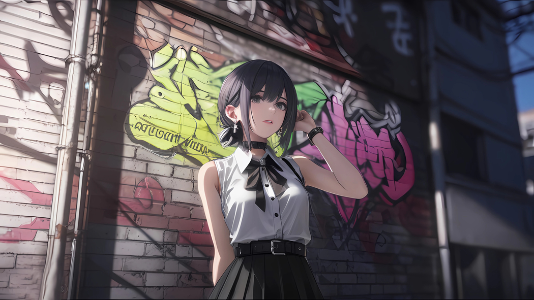 4K创意动漫美女涂鸦背景高清壁纸 3840x2160 下载