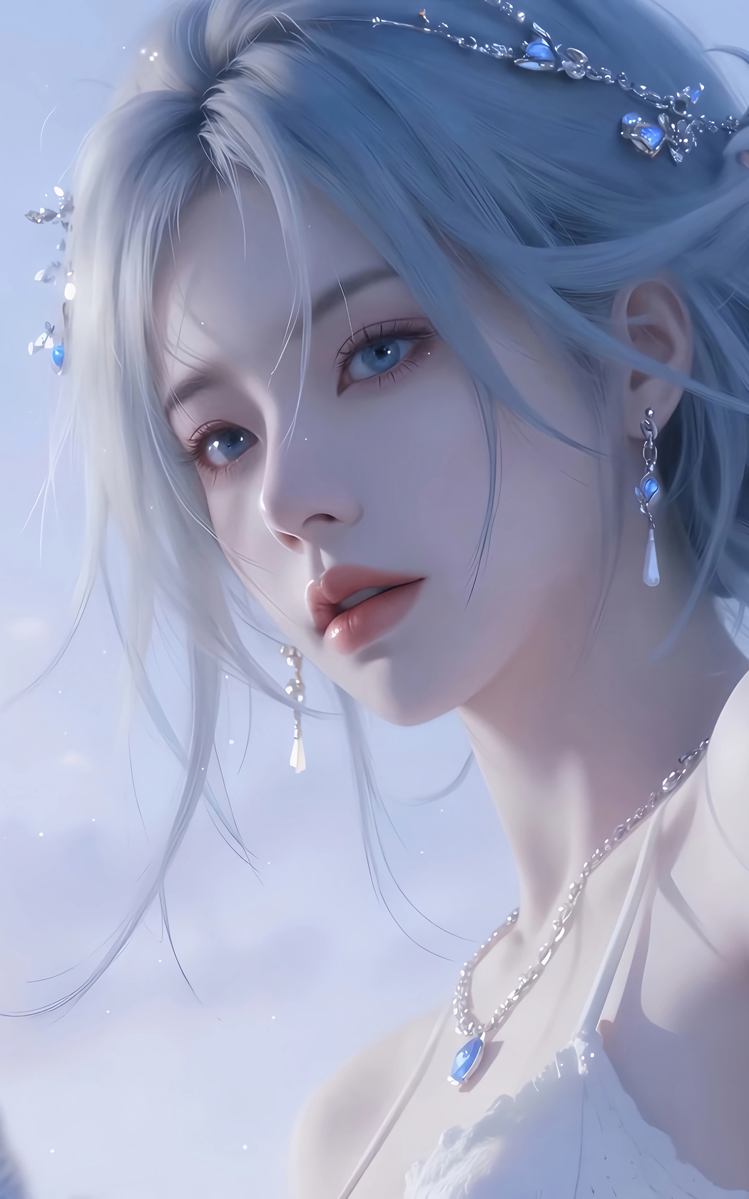美丽公主与海鸥动漫竖屏4K手机壁纸，高清2400x3840，免费下载