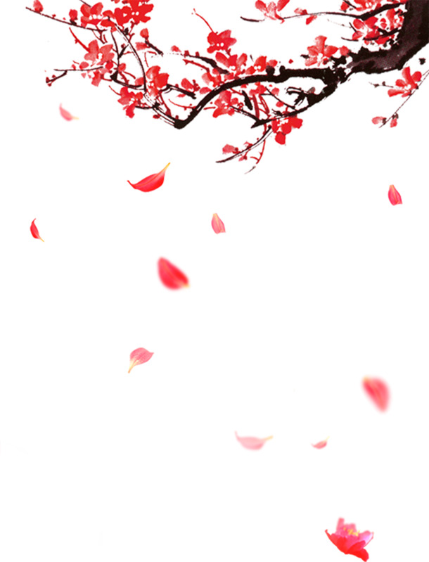 高清红色梅花PNG透明漂浮花瓣设计素材下载