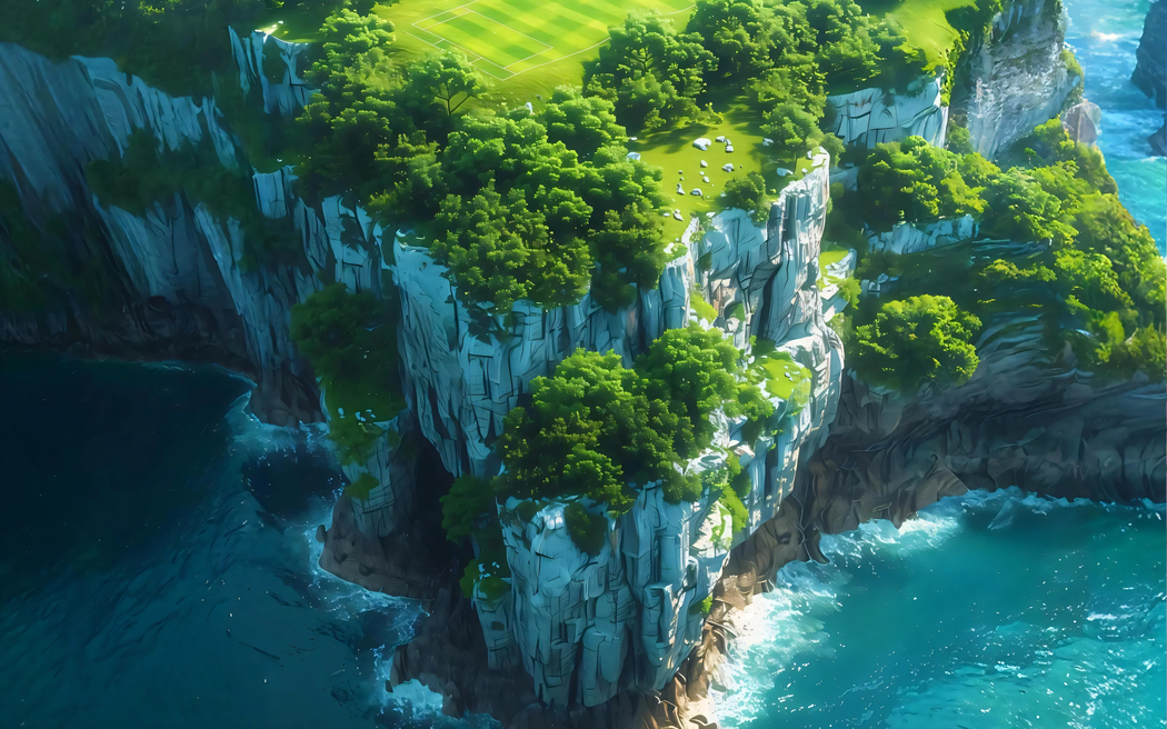 海岸绿茵场4K超清壁纸 3840x2400 免费下载