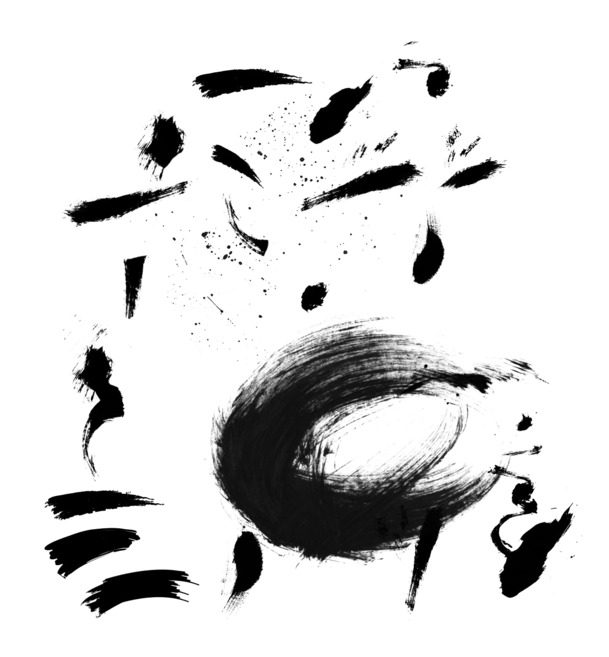 高清黑色毛笔笔触PNG素材，创意墨迹装饰元素下载
