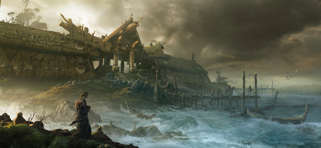 黑神话悟空，海边蛮荒建筑4K超清壁纸下载（4000x1850）