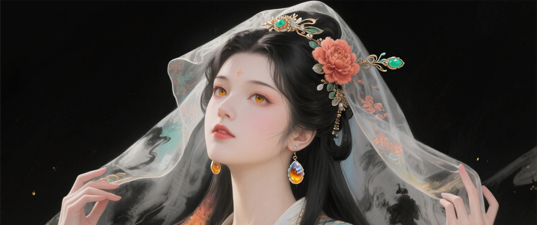 古风姑娘头纱绝美4K动漫壁纸，带鱼屏3440x1440高清下载