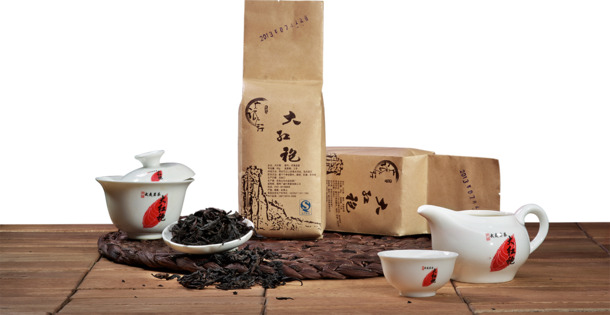 双11大红袍茶叶茶杯高清PNG透明背景设计素材下载
