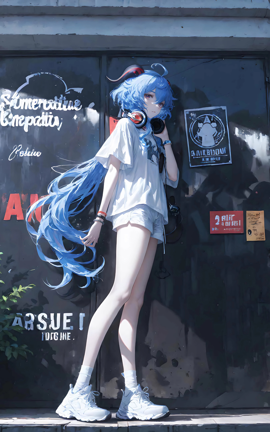 原神甘雨蓝发夏装竖屏4K动漫手机壁纸高清下载