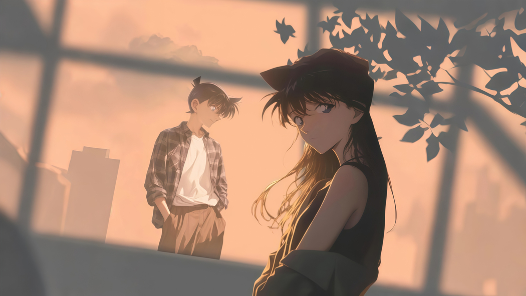 小兰与柯南黄昏窗边4K超清壁纸 3840x2160 下载