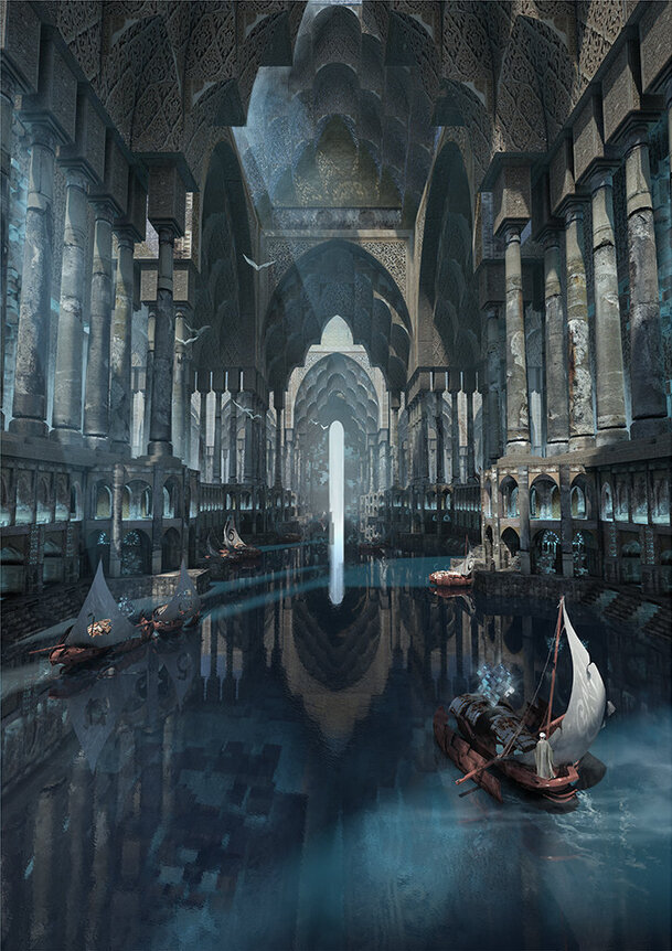 欧式幻想教堂游戏场景原画PNG透明背景卡通手绘素材下载