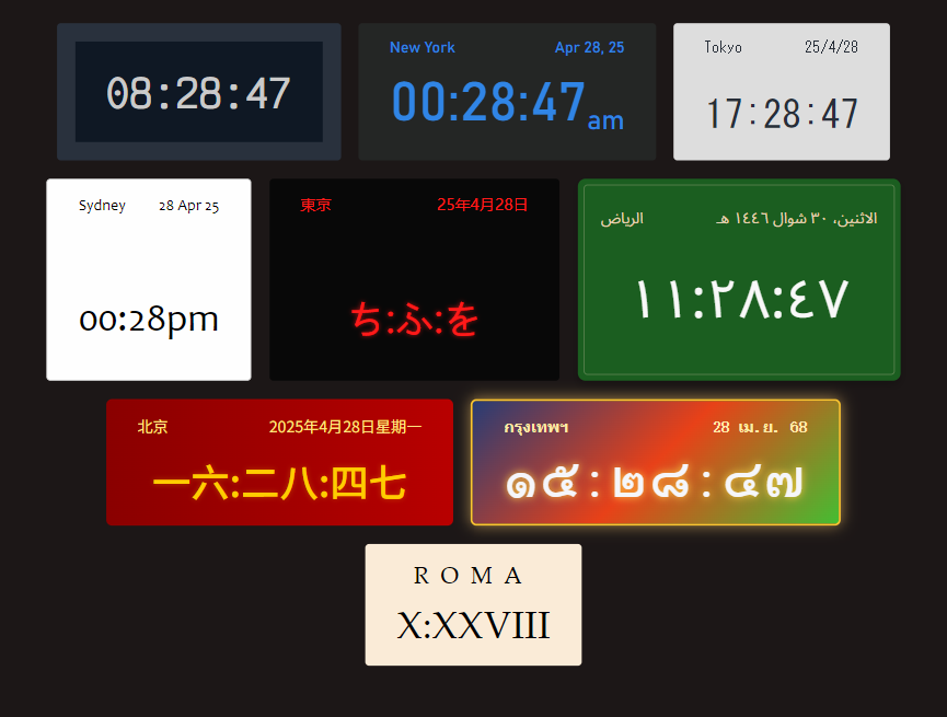 数字时钟世界时钟24小时显示下载