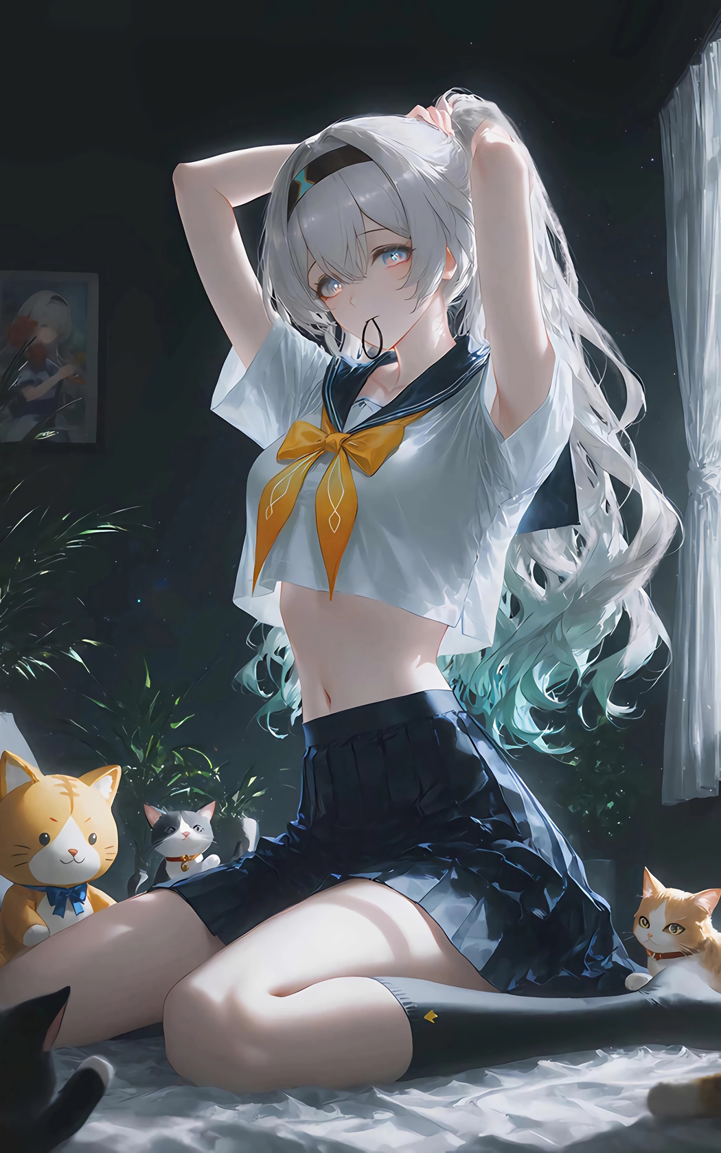 流萤午后美女竖屏4K高清壁纸，2400x3840分辨率手机下载