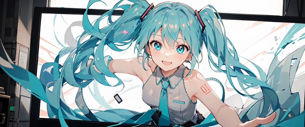 初音未来4K带鱼屏壁纸下载，3440x1440高清动漫图片