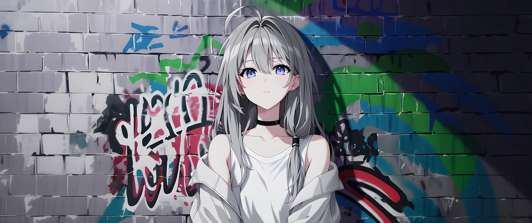 伊蕾娜涂鸦墙4K动漫壁纸，3440x1440带鱼屏高清下载