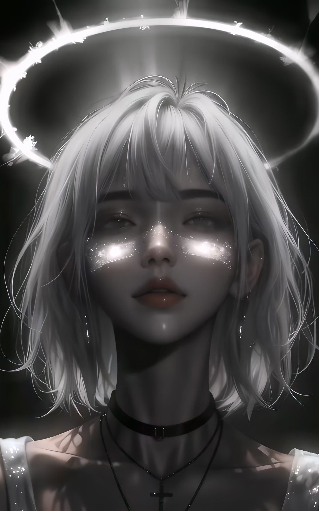 白发天使美女动漫竖屏4K高清壁纸 2400x3840 下载