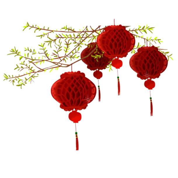 中国风折纸灯笼高清PNG透明图片，元旦春节元宵节日元素设计素材下载