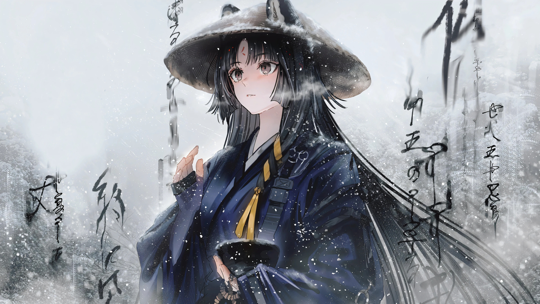水墨女侠·古风少女雪，4K超清动漫壁纸3840x2160下载