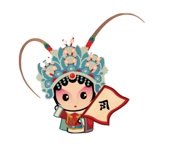 国潮风女性戏曲人物可爱元素PNG高清透明图片下载