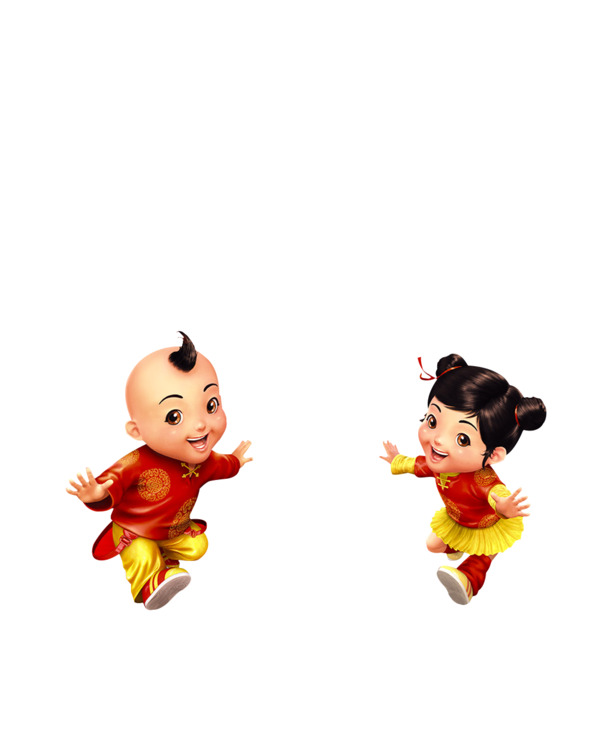 卡通福娃高清PNG透明装饰图片，元旦春节元宵节日元素设计素材下载