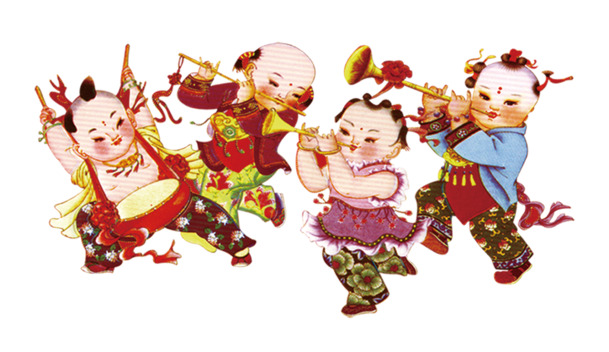 高清PNG透明年画娃娃节日元素图集，元旦春节元宵设计素材下载