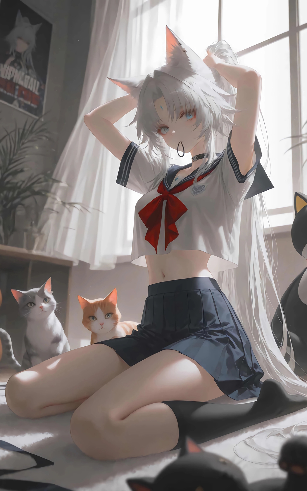 飞霄猫耳4K竖屏手机壁纸高清下载 2400x3840