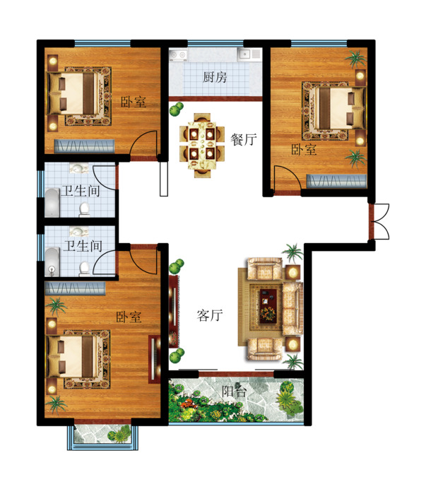 高清彩色户型图PNG透明装饰元素及图案设计素材下载