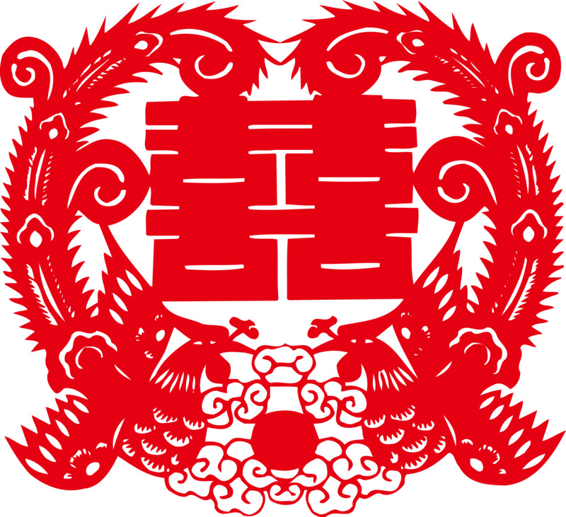 中国风创意囍字窗花PNG高清透明图片素材下载
