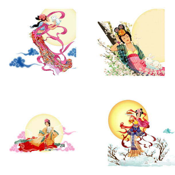 中秋嫦娥高清PNG透明图片素材，中秋节设计元素免费下载