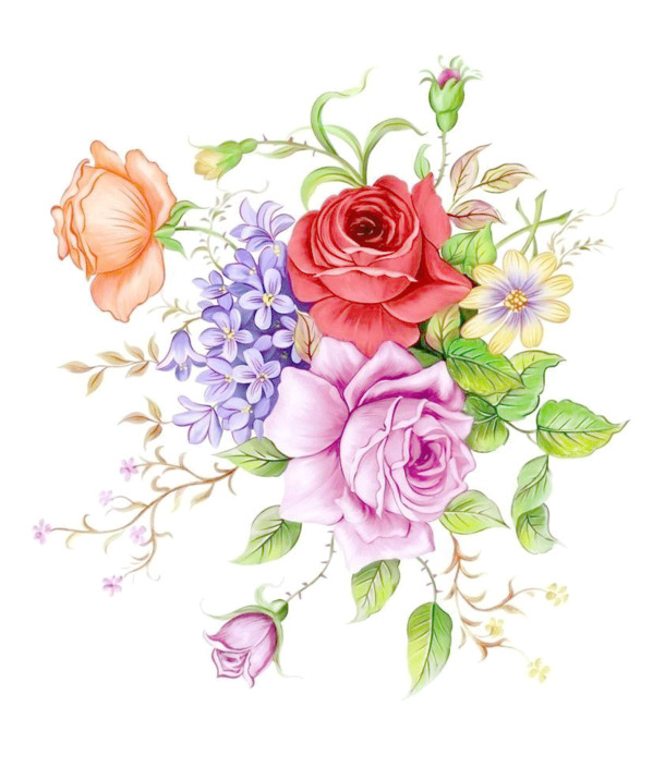 情人节手绘高清透明PNG花朵节日设计素材下载