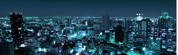 高清透明PNG素材，蓝色夜幕下都市夜景海报背景设计元素下载