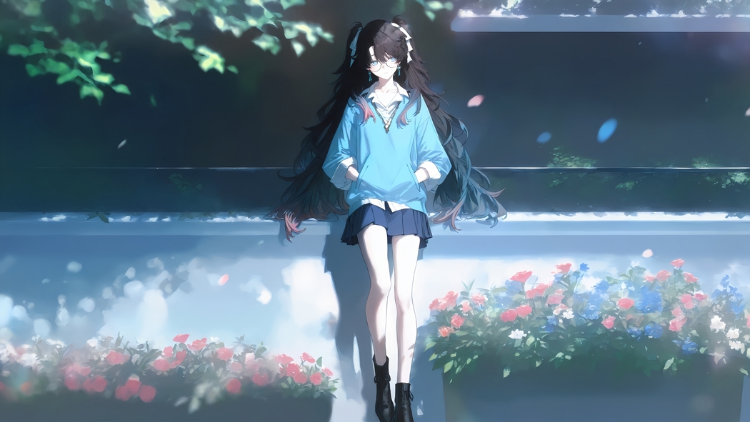 《鸣潮》折枝，街角花影下的4K唯美宁静动漫高清壁纸4096x2304下载