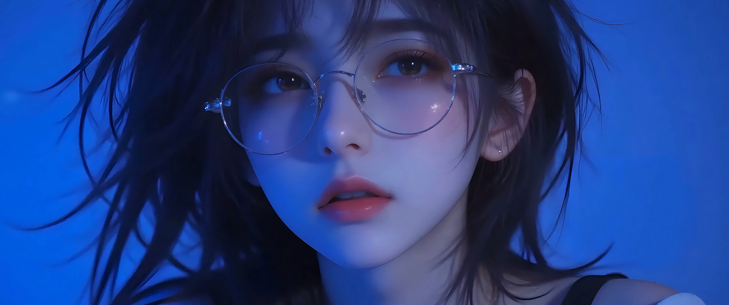 高清4K戴眼镜动漫美女，3440x1440带鱼屏专属壁纸下载