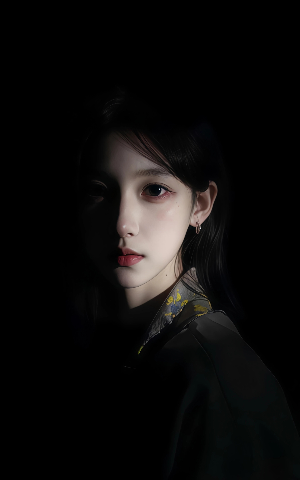 冷艳暗黑系光影美女，4K竖屏高清手机壁纸2400x3840下载