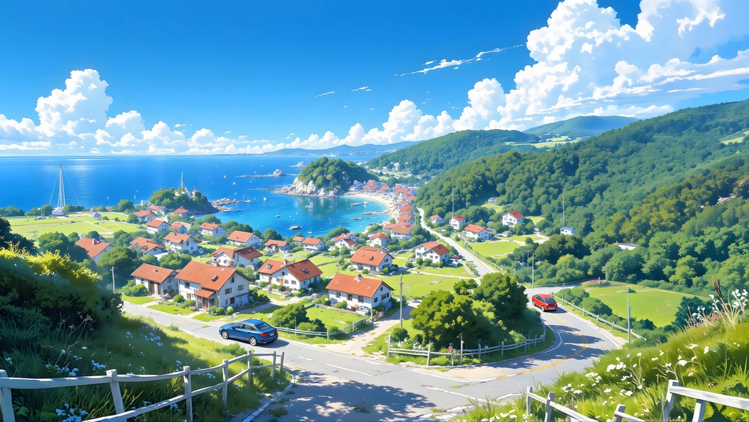 4K高清治愈系海边小镇风景壁纸，3840x2160超清下载