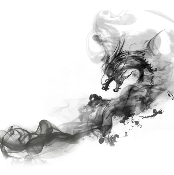 高清透明PNG，个性龙形水墨笔触装饰元素设计素材下载