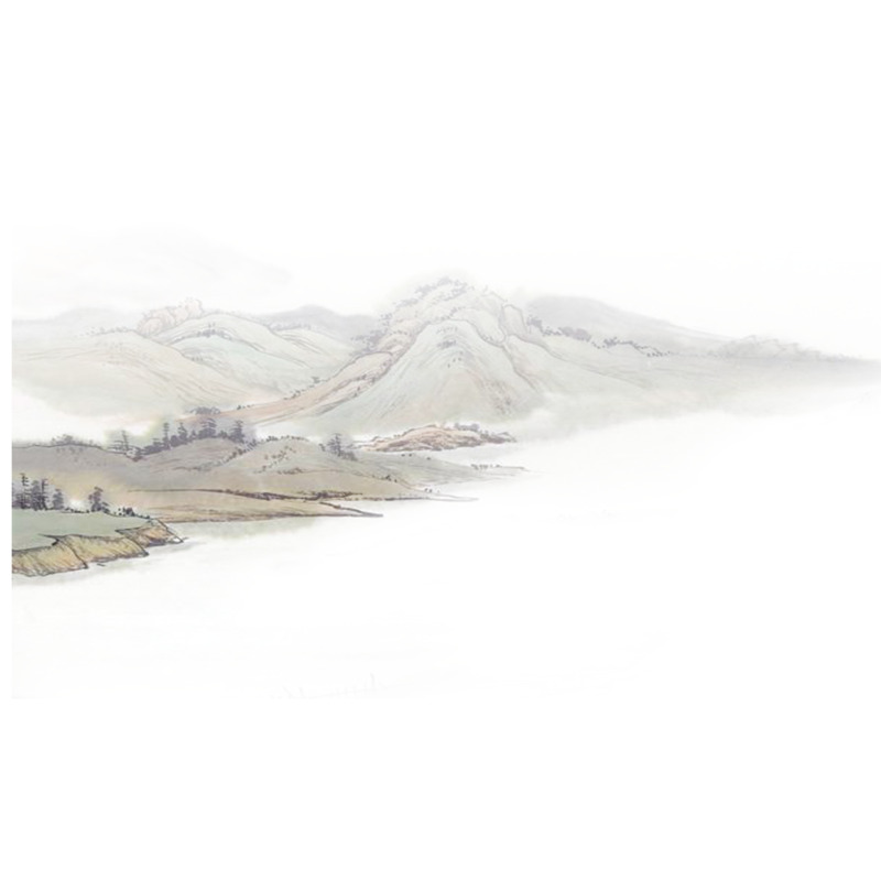 中国国画山水高清透明PNG装饰素材，含墨迹笔触设计图片下载