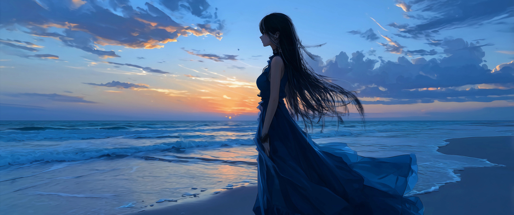 碧海孤影4K高清动漫壁纸，专为3440x1440带鱼屏设计，免费下载